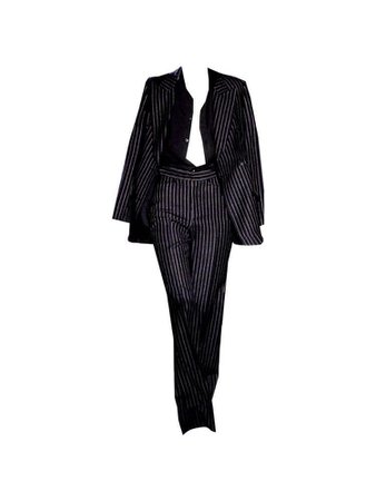 New Tom Ford For Yves Saint Laurent YSL Pinstripe Pantsuit Suit FR40 6/8