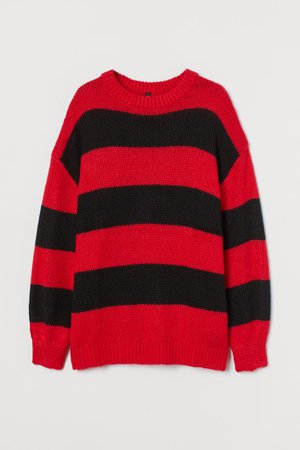 Oversized jumper - Red/Black striped - Ladies | H&M GB