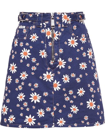 Miu Miu Daisy Denim Mini Skirt - Farfetch