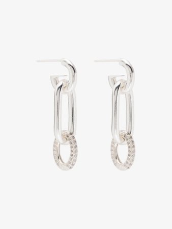 Cornelia Webb silver-plated chain link crystal hoop earrings | Browns