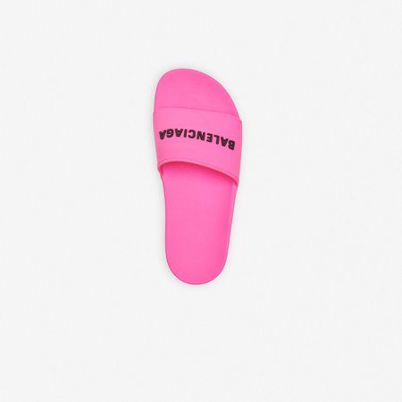 Pool Slide Sandal NEON PINK/BLACK for Women | Balenciaga