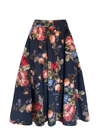 rebbie_irl’s blue floral midi skirt | modcloth