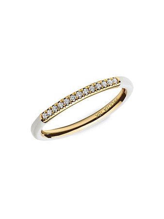 Shop Ippolita Stardust 18K Yellow Gold, White Ceramic & Diamond Ring | Saks Fifth Avenue