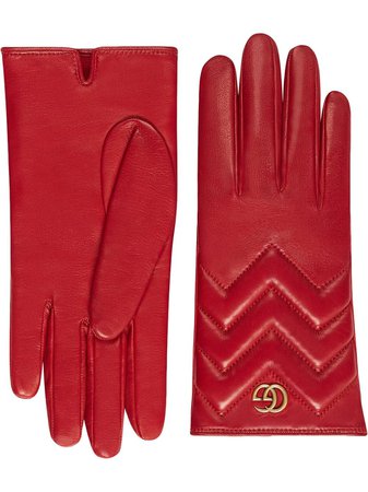 Gucci GG Marmont Chevron Leather Gloves