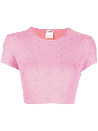 CHANEL 1997 CC logo-embroidered cropped T-shirt