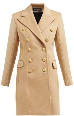 Double Breasted Wool Coat - Womens - Camel