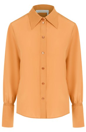 Женская светло-коричневого однотонная шелковая блуза CHLOÉ — купить за 55100 руб. в интернет-магазине ЦУМ, арт. CHC18AHT19004