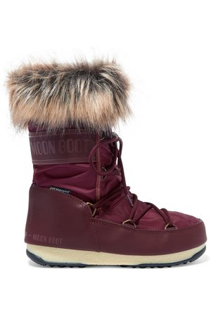 Moon Boot | Monaco faux fur-trimmed shell and faux leather snow boots | NET-A-PORTER.COM