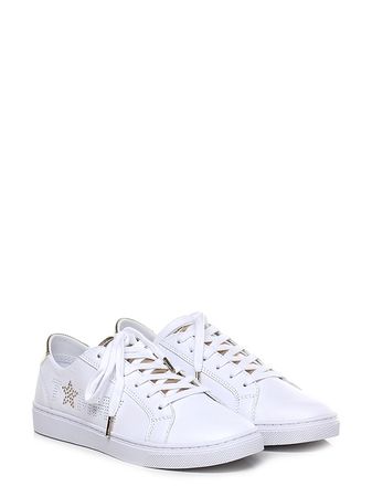 tommy hilfiger star white and gold sneakers