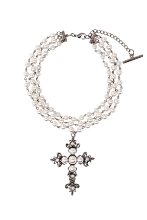 [PRE-ORDER] SILVER PEARL CROSS NECKLACE – OHTNYC