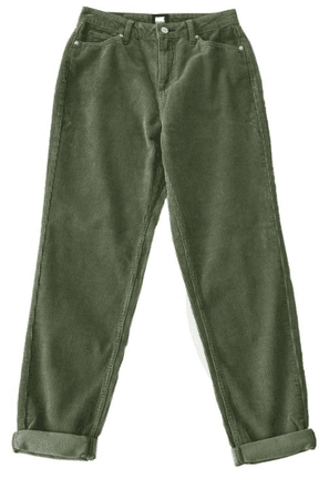 green cuffed jeans