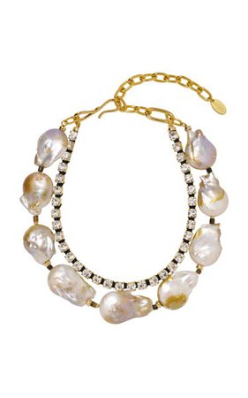 Crystal Beacon Pearl Necklace By Lizzie Fortunato | Moda Operandi