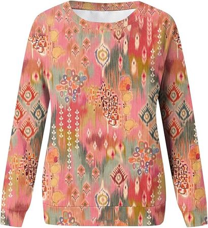 Amazon.com: Women's Fall 2023 Sweatshirts Cute Floral Print Loose Fit Pullover Tops Trendy Shirts Hoodies, M-5XL : Clothing, Shoes & Jewelry