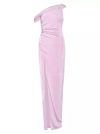 Shop Katie May Rhea Asymmetric Shirred Jersey Gown | Saks Fifth Avenue