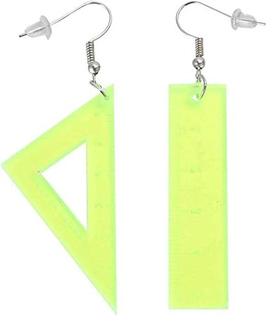 Amazon.com: GUOXIAOMEI Asymmetrical Triangle Straight Ruler Earrings Dangle Earrings Neon Drop Earrings Math Teacher Jewelry Gift 80s Party Favors (Yellow): Clothing, Shoes & Jewelry