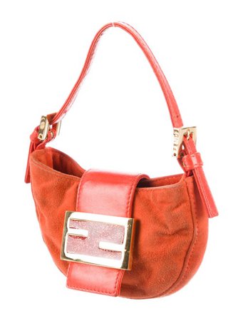 Fendi Croissant Micro Suede Baguette - Orange Mini Bags, Handbags - FEN191754 | The RealReal