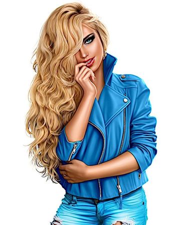 Blonde Model Blue Jacket Jeans
