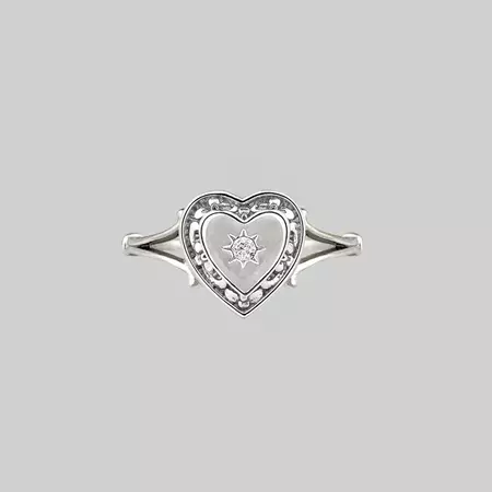 MY DARLING. Heart & Cubic Zirconia Ring - Silver – REGALROSE