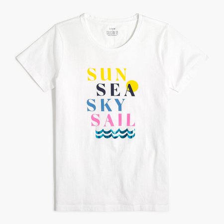 "Sun, sea, sky, sail" graphic tee