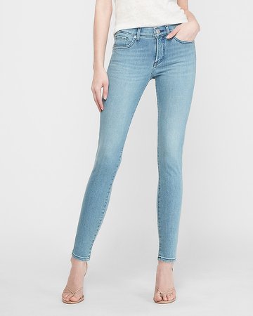 Mid Rise Light Wash Skinny Jeans