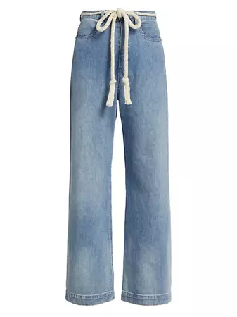 Shop The Great The Seaside Belted Wide-Leg Jeans | Saks Fifth Avenue