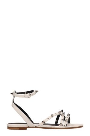 RED Valentino White Leather Flat Sandals
