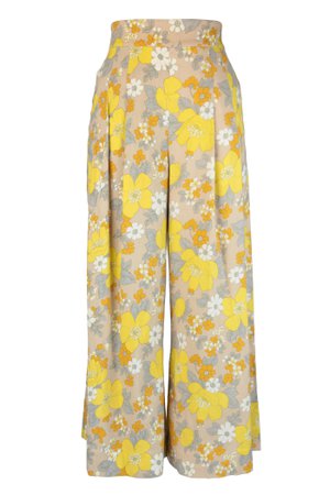Mitchells Veronica Beard - Leonor Yellow Floral Linen Flowy Pant | Mitchell Stores