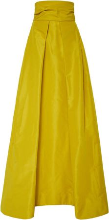 Pleated A-Line Silk-Faille Skirt