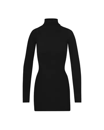 Long Sleeve Turtleneck Mini Dress Black | ÉTERNE