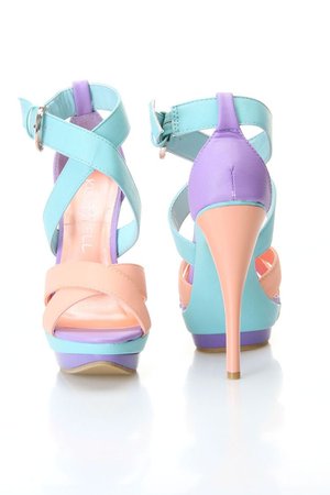 pastel color block heels