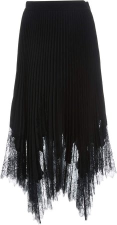 Tory Burch Lace-Trim Pleated Midi Skirt
