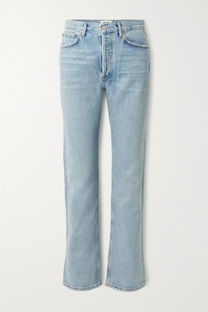 Blue + NET SUSTAIN Lana distressed organic low-rise straight-leg jeans | AGOLDE | NET-A-PORTER