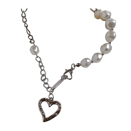 Pearl Asymmetric Heart Necklace | BOOGZEL APPAREL – Boogzel Apparel