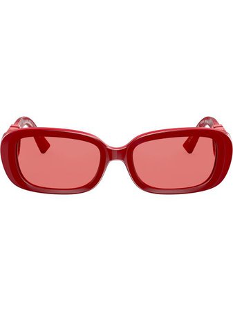 Shop red Valentino Eyewear VLOGO oval frame sunglasses with Express Delivery - Farfetch