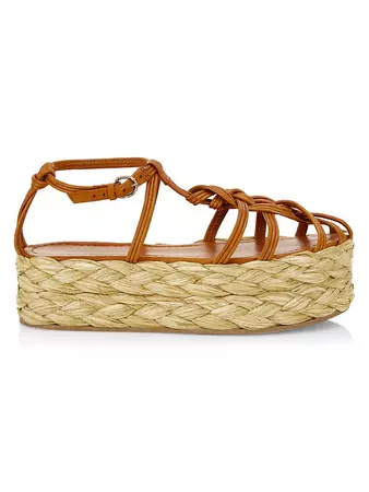 Shop Ulla Johnson Viola Knotted Leather Flatform Sandals | Saks Fifth Avenue