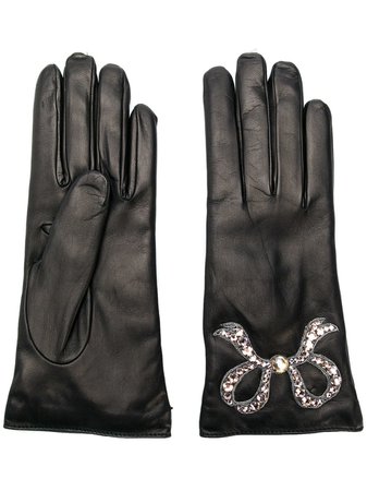 Gucci leather gloves with bow