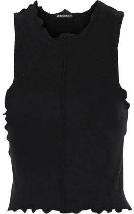 Cropped Ruffle-trimmed Cotton-jersey Tank