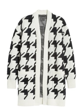 Houndstooth Oversized Coatigan Sweater | Banana Republic black white