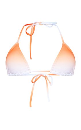 Orange Ombre Padded Triangle Bikini Top | PrettyLittleThing
