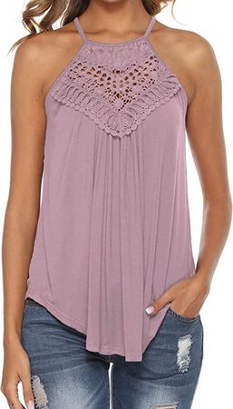 Flowy Tank Tops Women Casual Summer Dressy Loose Sleeveless Shirts Blouse Purple L at Amazon Women’s Clothing store