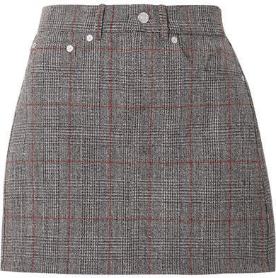 Femme Prince Of Wales Checked Wool Mini Skirt - Gray