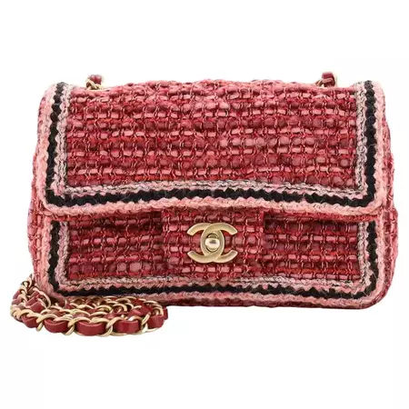 Chanel Classic Single Flap Bag Braided Quilted Tweed Mini at 1stDibs