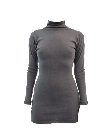 *clipped by @luci-her* Grey Ribbed Turtleneck Dress