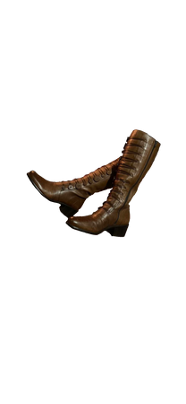 brown leather boots with button detailing