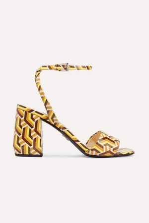 85 Printed Patent-leather Sandals - Yellow