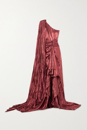 Gucci | One-shoulder asymmetric silk-blend lamé gown | NET-A-PORTER.COM