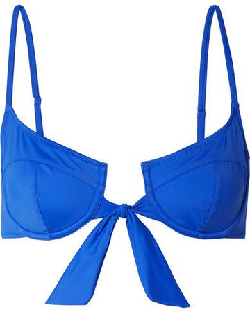 The Zoey Tie-front Underwired Bikini Top - Bright blue