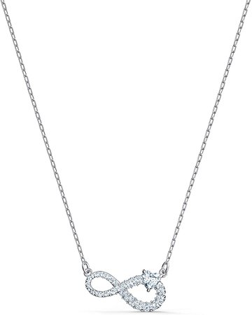 Amazon.com: Swarovski Infinity Pendant Necklace with a White Crystal Heart Set on Crystal Pavé Infinity Symbol on a Rhodium Plated Chain: Clothing