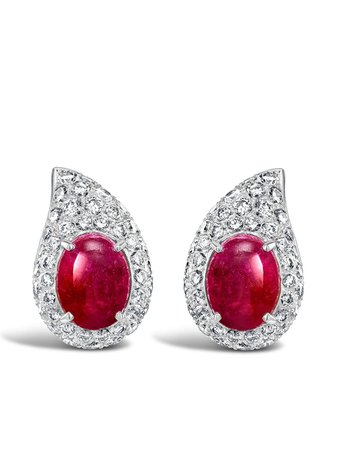 Cartier 1961 pre-owned 18kt White Gold Ruby And Diamond Stud Earrings - Farfetch