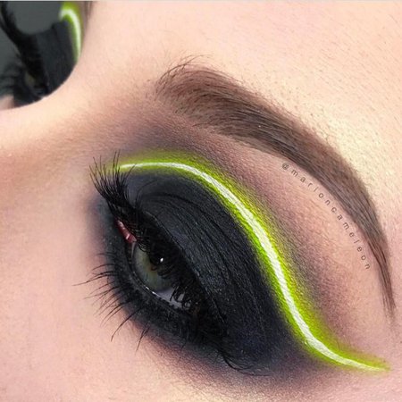 lime green and black makeup